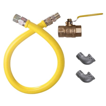 16100NPKIT36 36in Stainless Steel Stationary Foodservice Gas Connector Kit - 1in Diameter